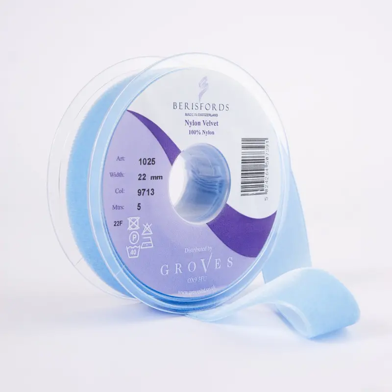 Berisfords Velvet Ribbon, Saxe Blue 1