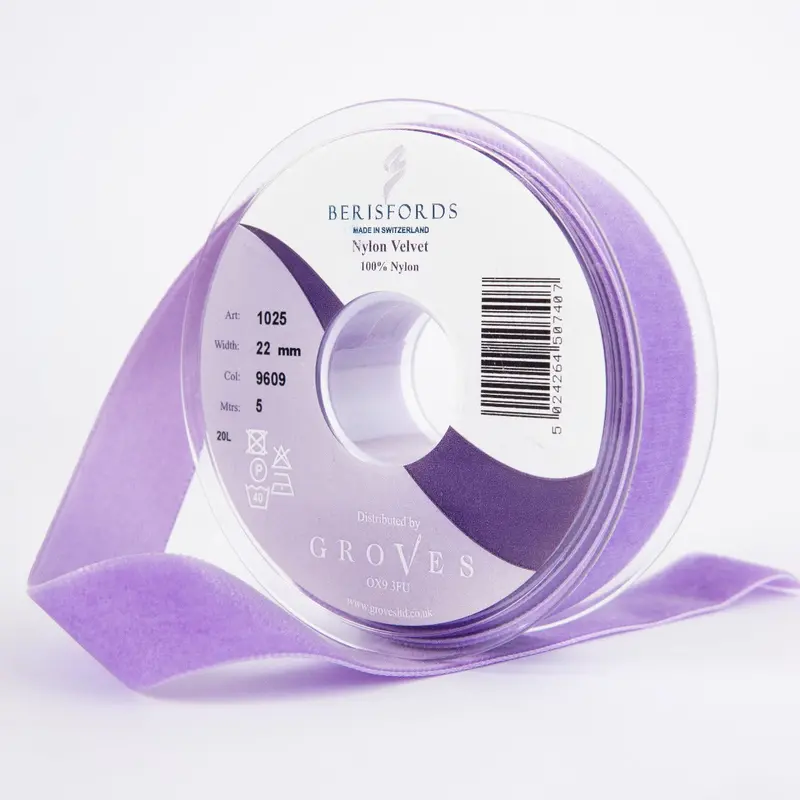 Berisfords Velvet Ribbon, Violet 1