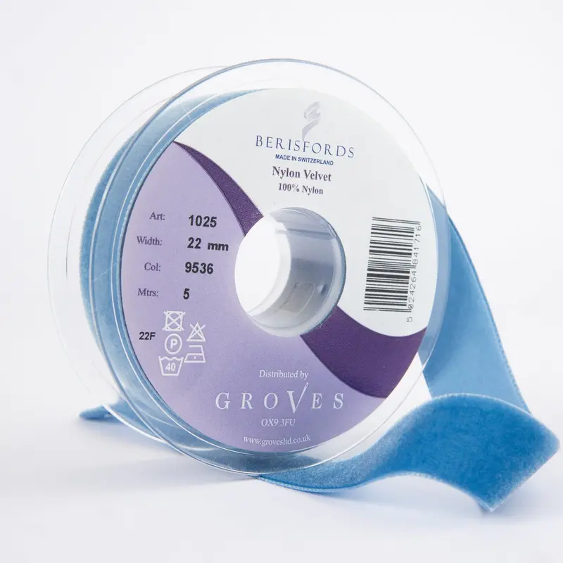 Berisfords Velvet Ribbon, Williamsberg Blue 1