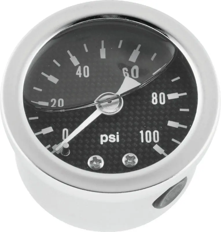 Bikers Choice 0-100 Psi Oil Pressure Gauge Carbon Face Stainless Bezel Liquid Filled Univ Custom 1