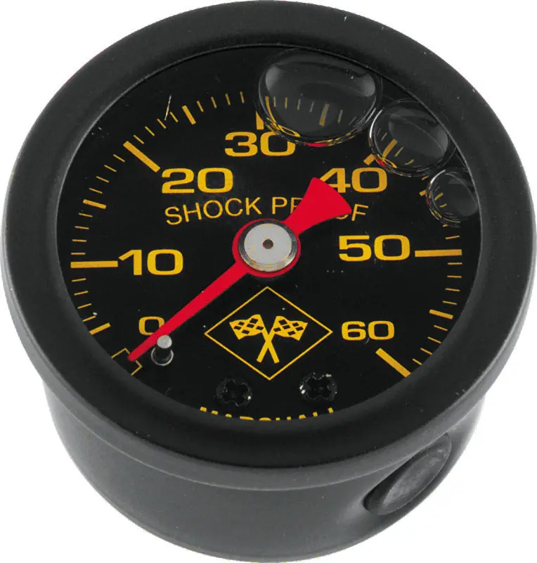 Bikers Choice 0-60 Psi Oil Pressure Gauge Black Face Black Bezel Liquid Filled Universal Custom 1