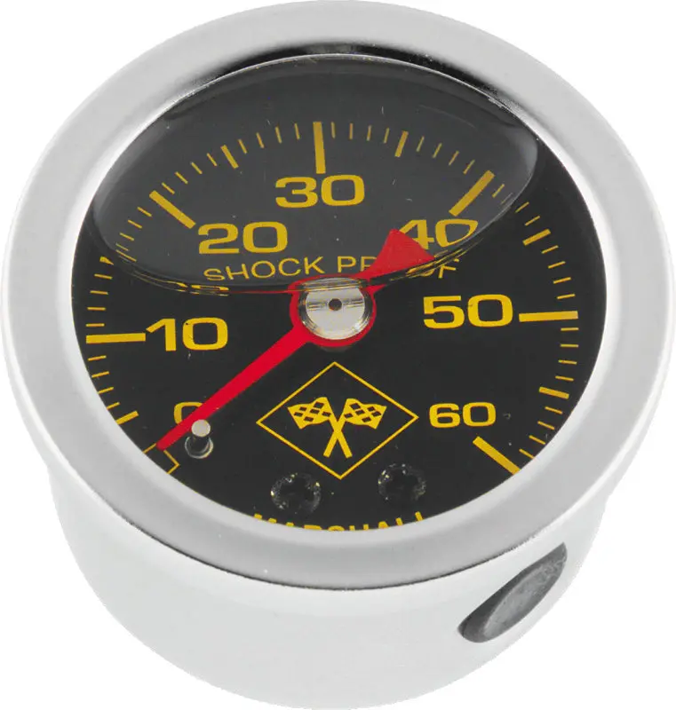 Bikers Choice 0-60 Psi Oil Pressure Gauge Black Face Stainless Bezel Liquid Filled Universal Custom 1
