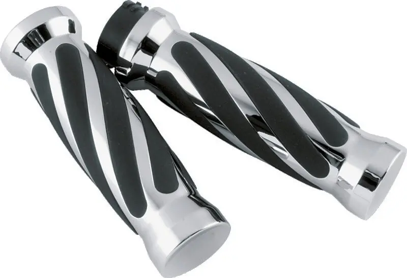 Bikers Choice 81-17 Xl & Big Twin Dual Cable Chrome & Black Twisted Grips Pr 1