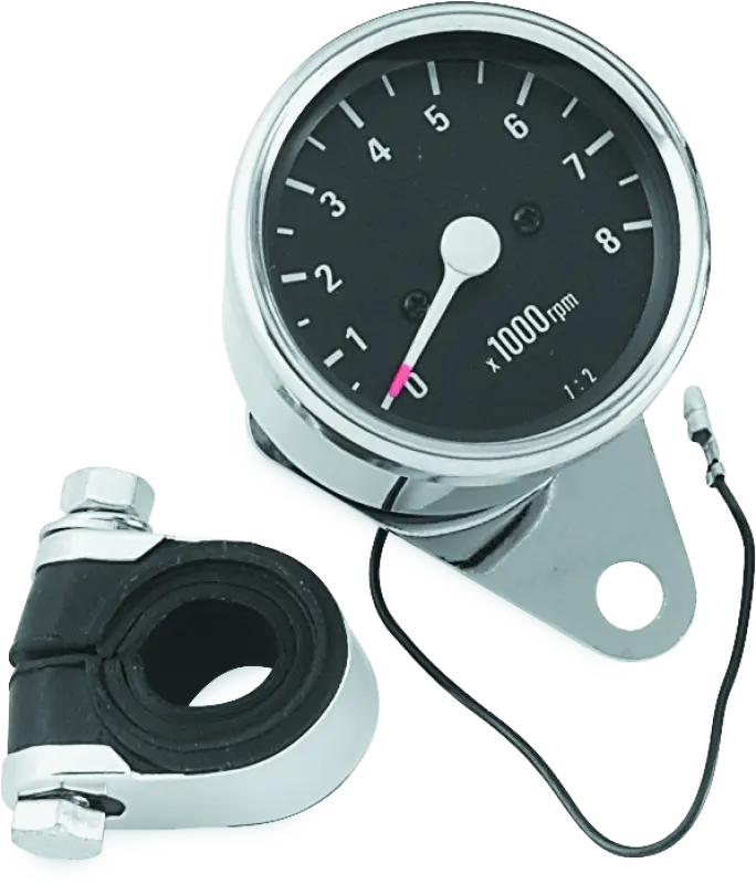 Bikers Choice Big Twin & Xl Mechanical Custom Mini Tachometer Black Face 8000 Rpm 2 1/2 Inch 1