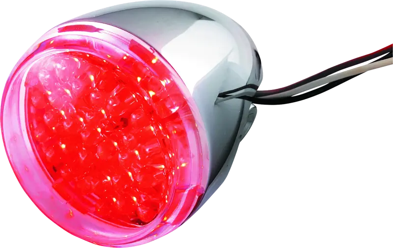 Bikers Choice Chrome Led Rear Billet Turn Signal Red Dual Circuit Clear Lens Universal Custom 1