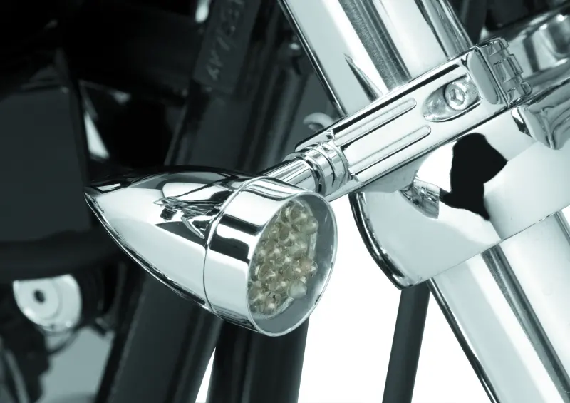 Bikers Choice Chrome Mini Led Turn Signals W/ 41 Mm Clamp Universal Custom Pr 2