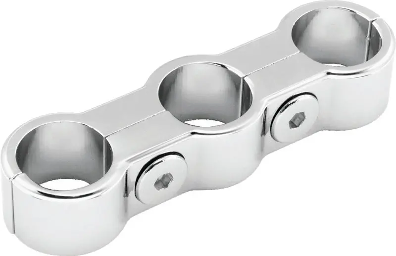 Bikers Choice Chrome Plain Oil Hose Separator For 3 Hoses 1
