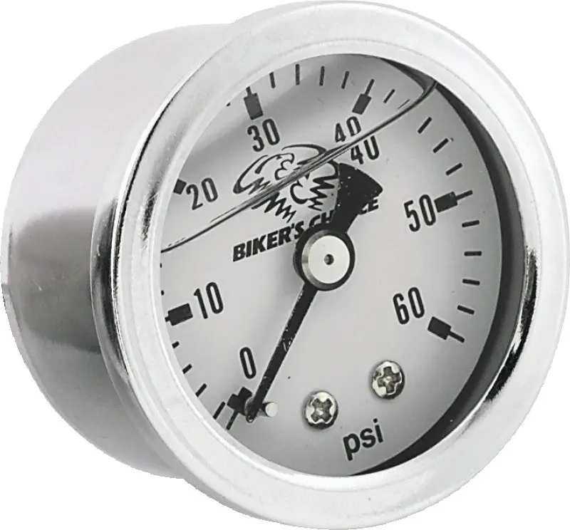 Bikers Choice White Face Liquid Filled Oil Pressure Gauge 0-60 Psi 1/8 Npt 1