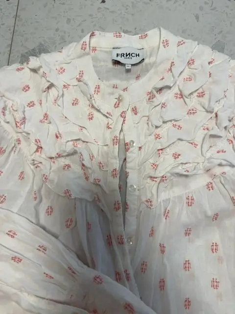 Blouse Coton Blanc Orange French , Xs 1