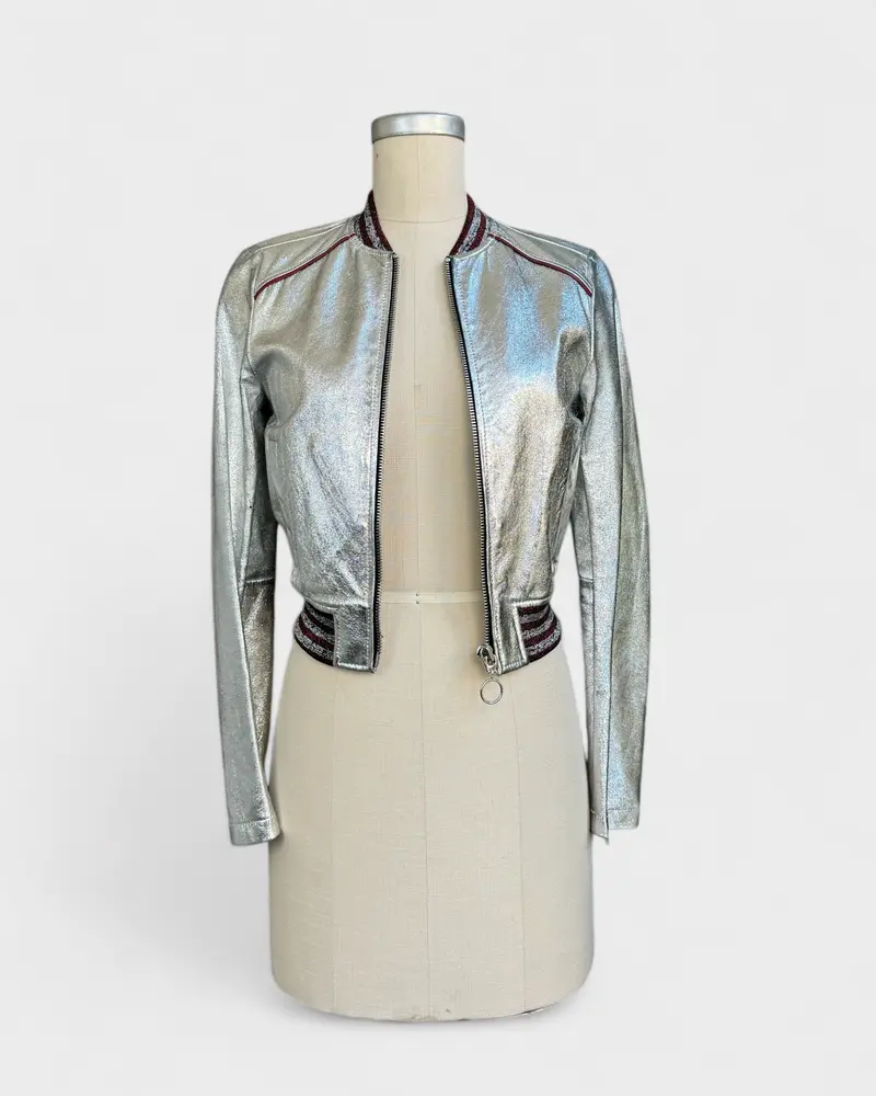 Bomber Veste Argent Et Rouge, Maje , 36 1