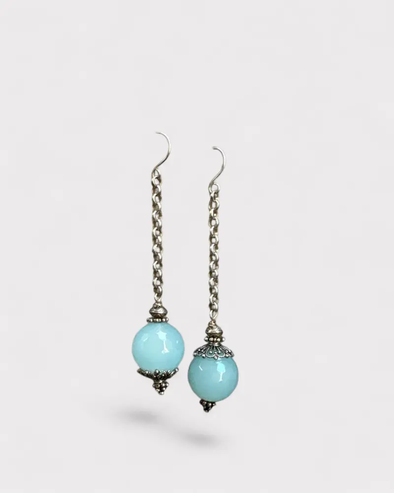 Boucle D’Oreille Boule Bleu 1