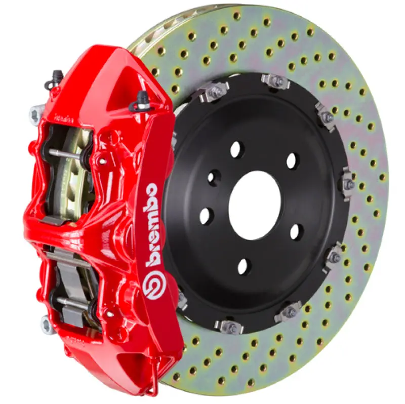 Brembo 06-13 Corvette Z06 Excl Cc Brakes Front Gt Bbk 6 Piston Cast 365X34 2Pc Rotor Drilled-Red 1