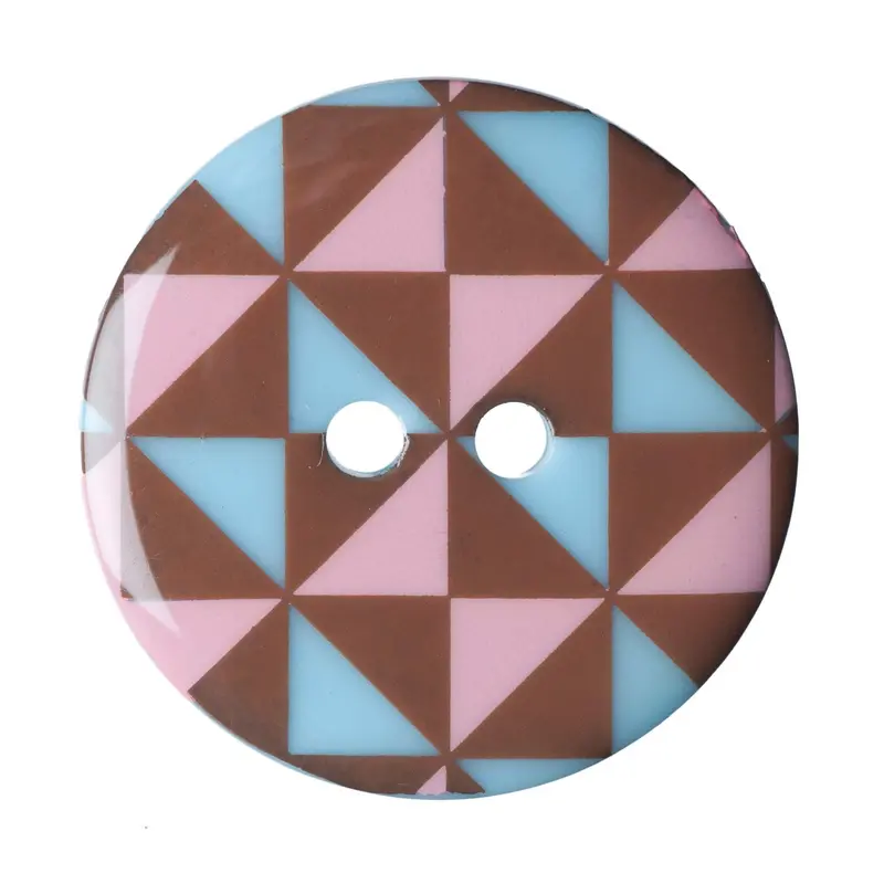 Brown, Pink And Blue Geometric Pattern Buttons 22.5Mm Size 1