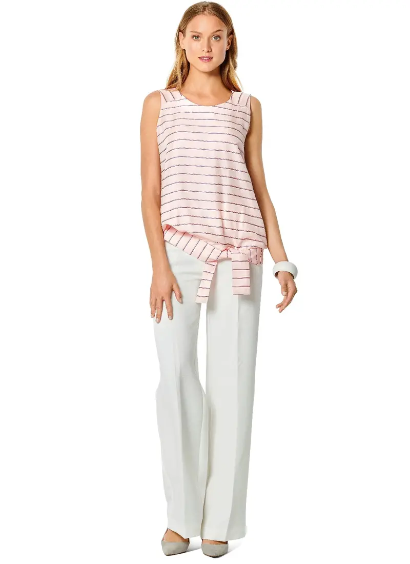 Burda 6201 Tank Top With Waistband And Tie Sewing Pattern 1