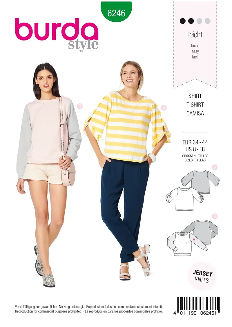 Burda 6246 Tops With Round Neckline Sewing Pattern 2