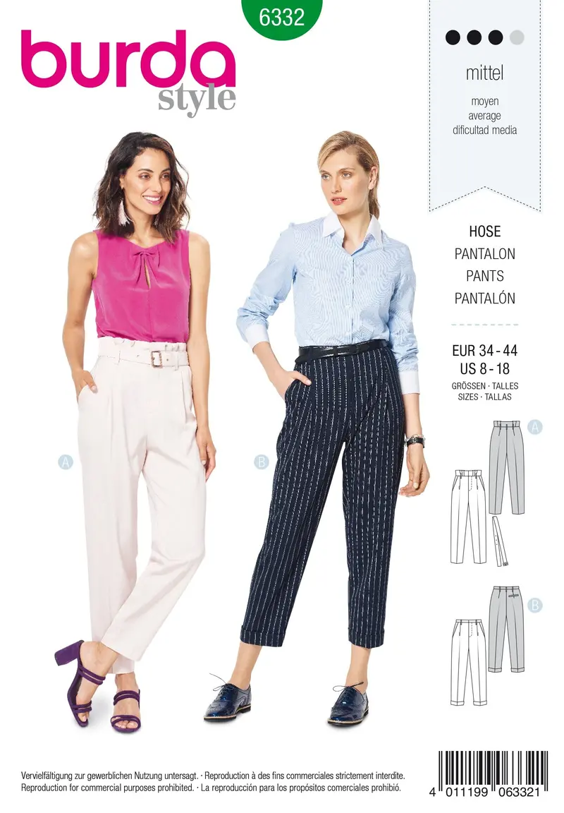 Burda 6332 High Waisted Trousers Sewing Pattern 2
