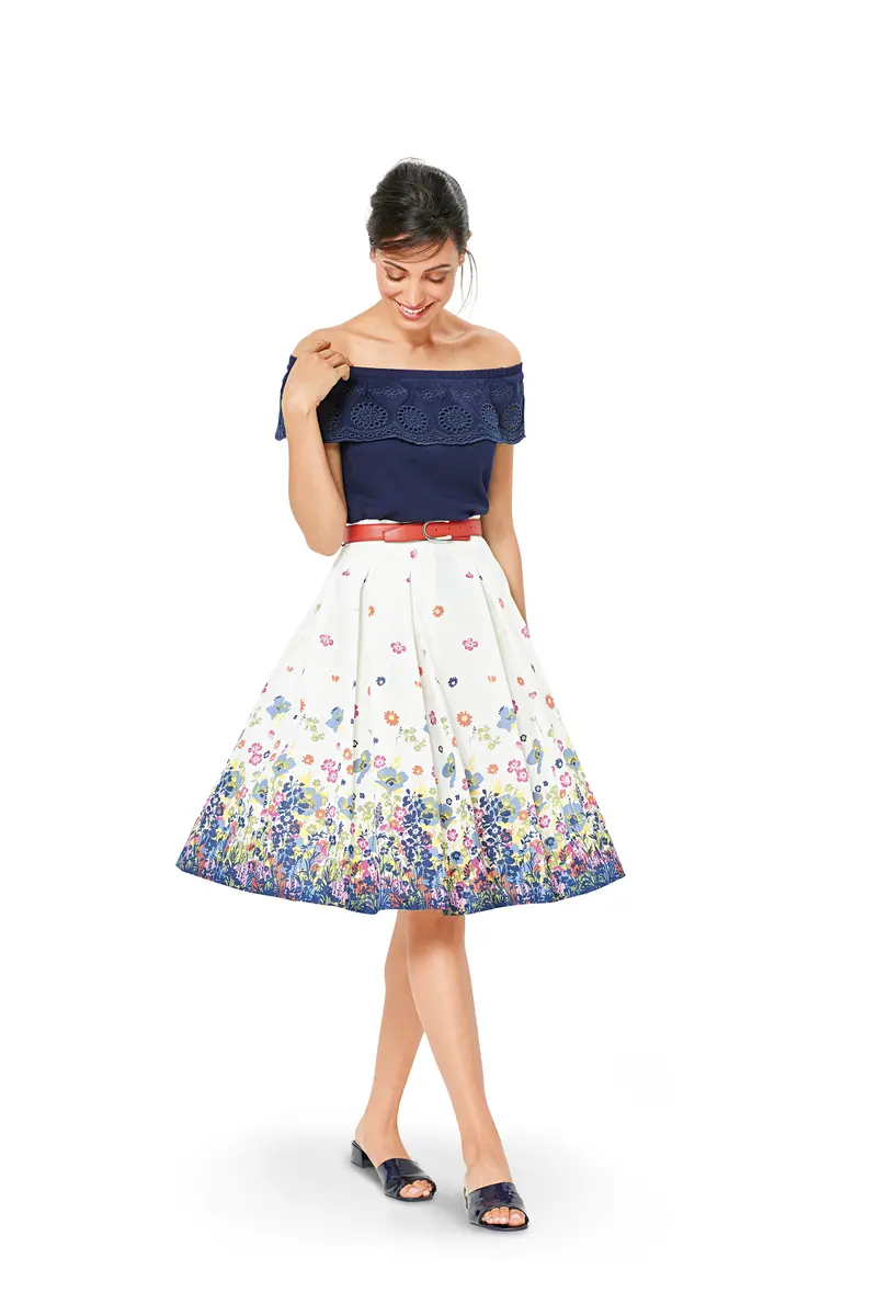 Burda 6341 Inverted Pleat Skirt Sewing Pattern 1