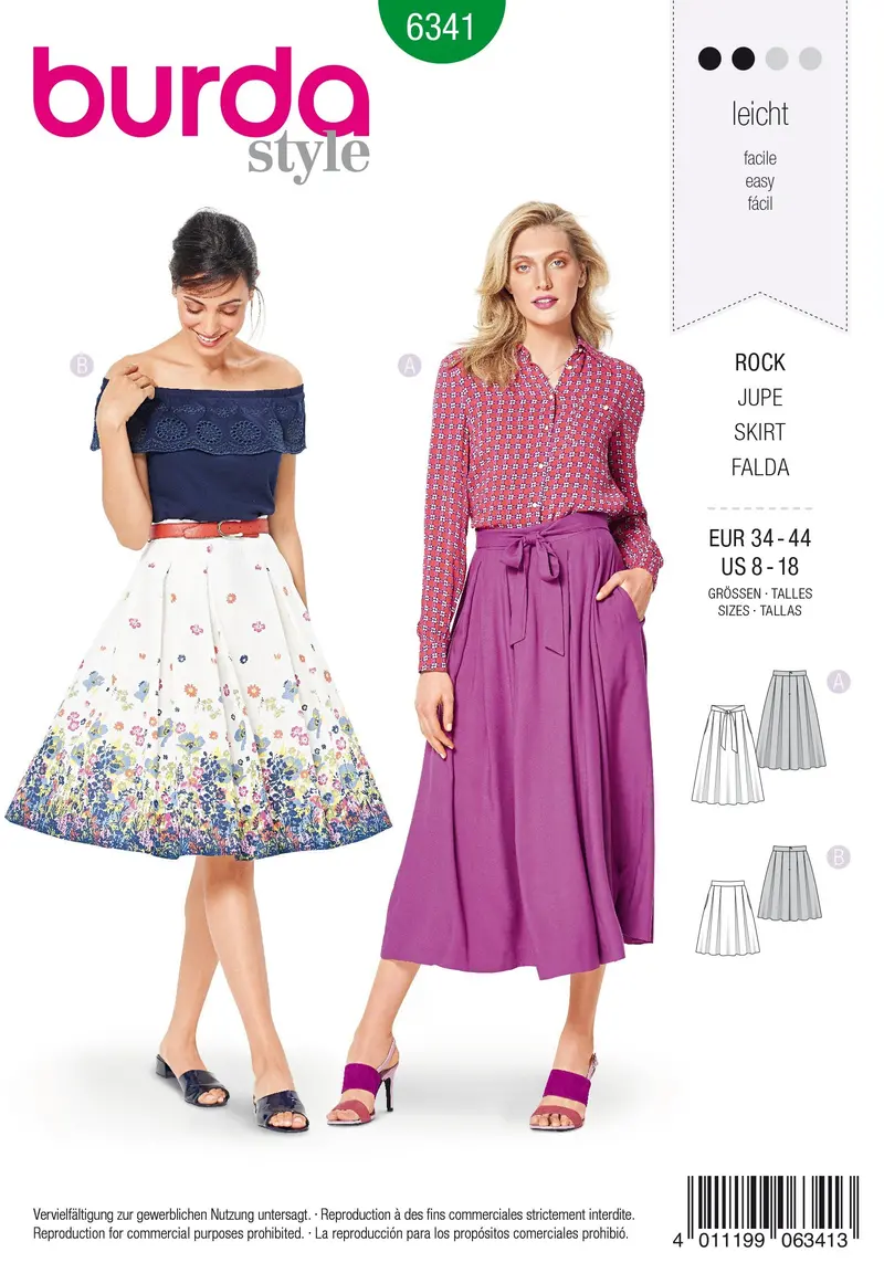Burda 6341 Inverted Pleat Skirt Sewing Pattern 2