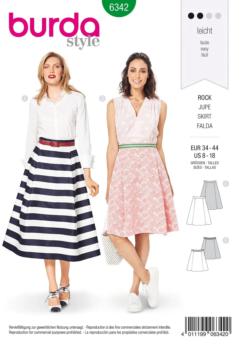 Burda 6342 Side Pleat Skirt Sewing Pattern 2