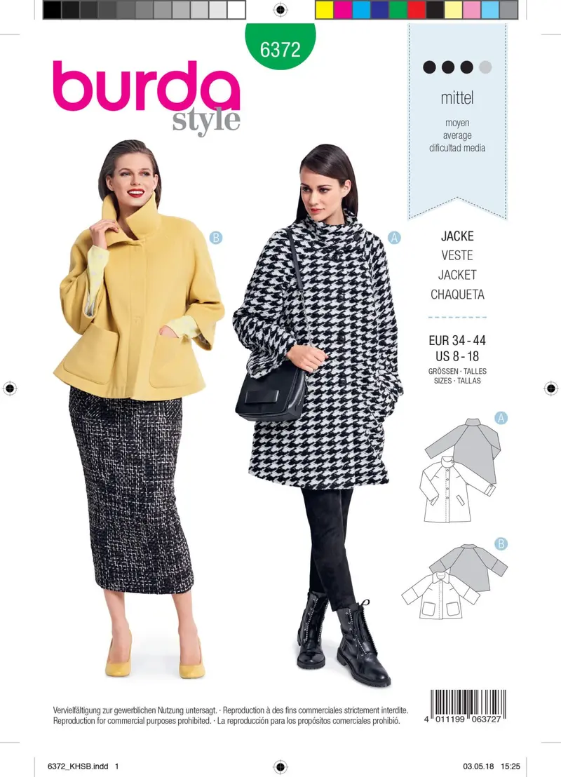 Burda 6372 Women's Jacket Sewing Pattern 2