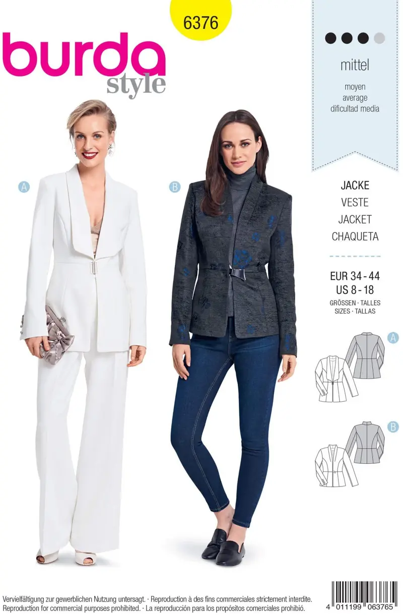 Burda 6376 Women's Blazers Sewing Pattern 2