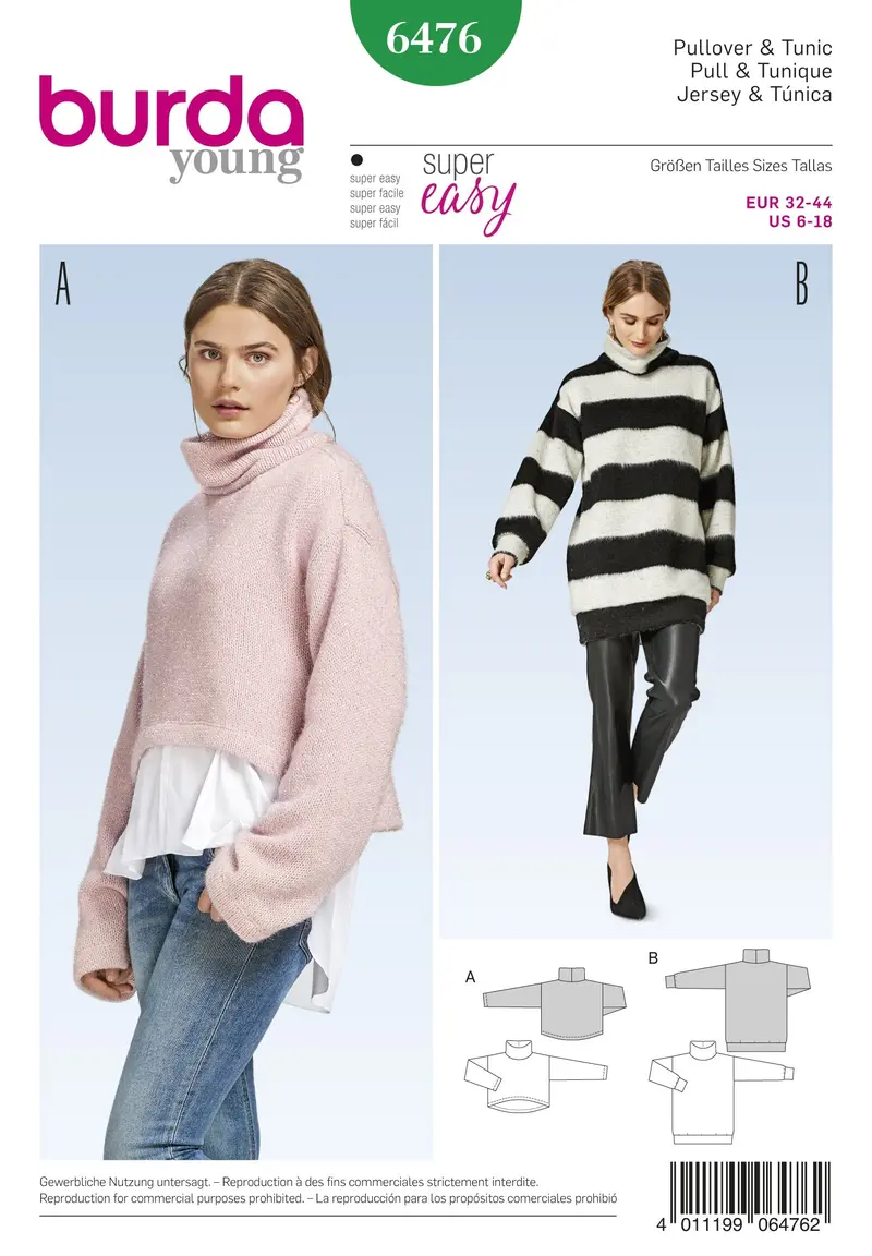 Burda 6476 Women’S Pullover Collared Top Sewing Pattern 2