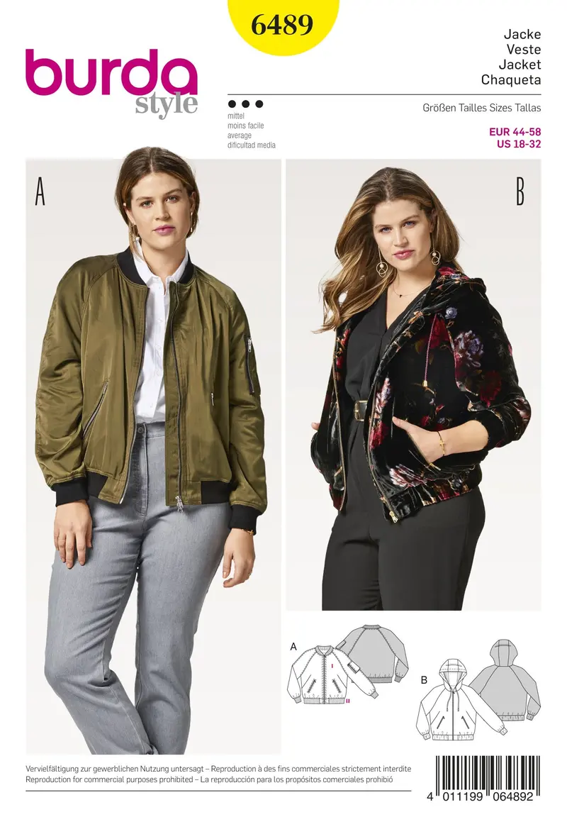 Burda 6489 Women’S Hooded Jacket Sewing Pattern 2