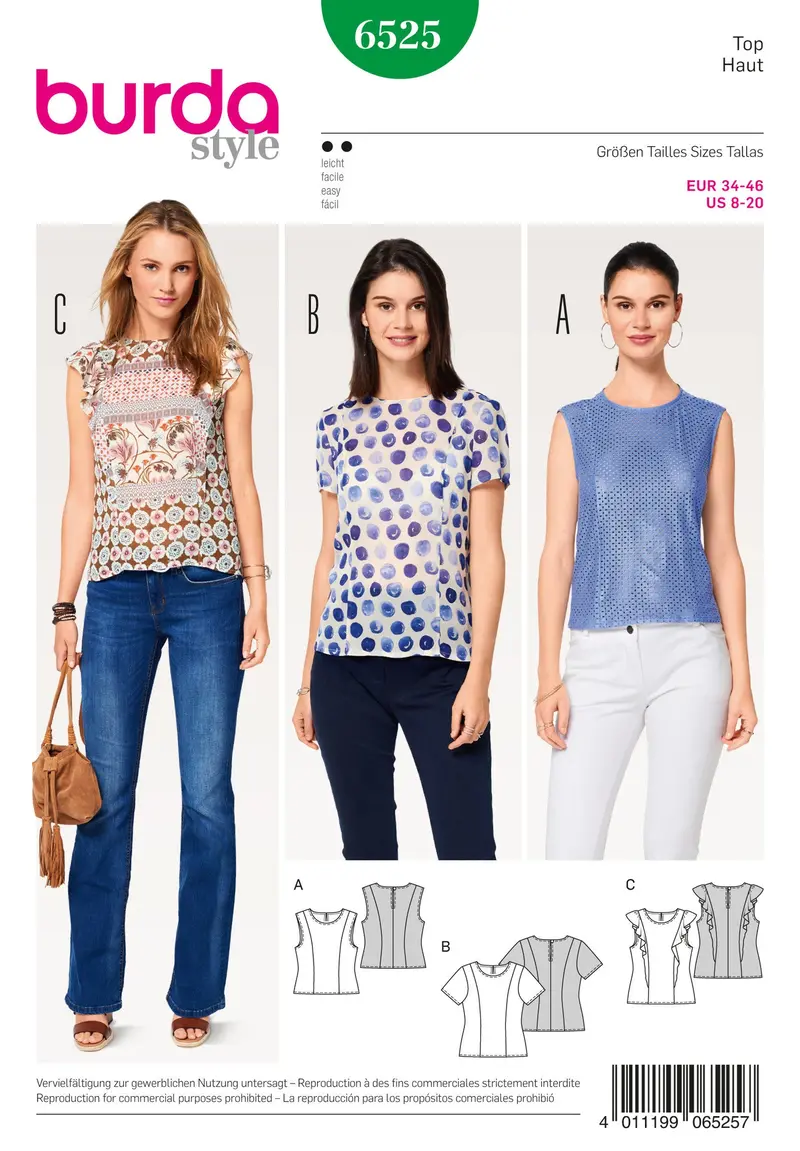 Burda 6525 Misses' Blouse Sewing Pattern 2