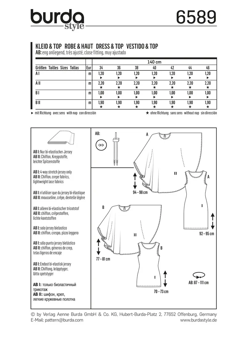 Burda 6589 Dress And Top Sewing Pattern 2