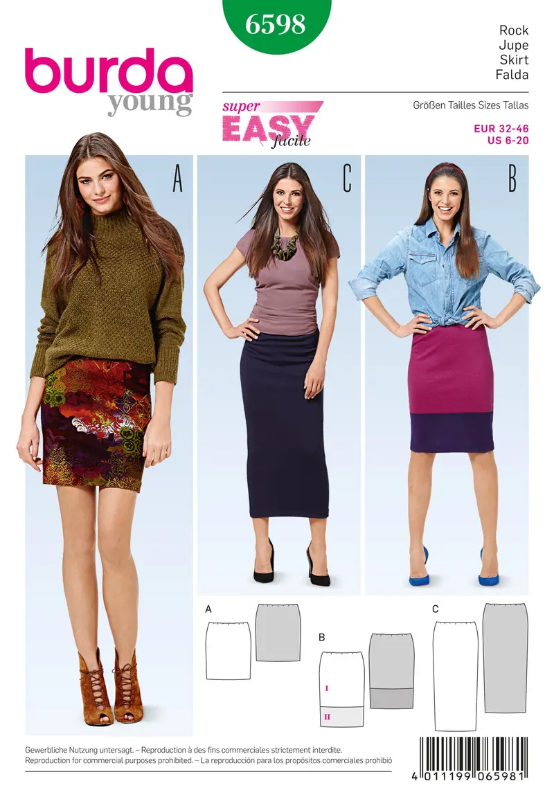 Burda 6598 Skirt Sewing Pattern 1