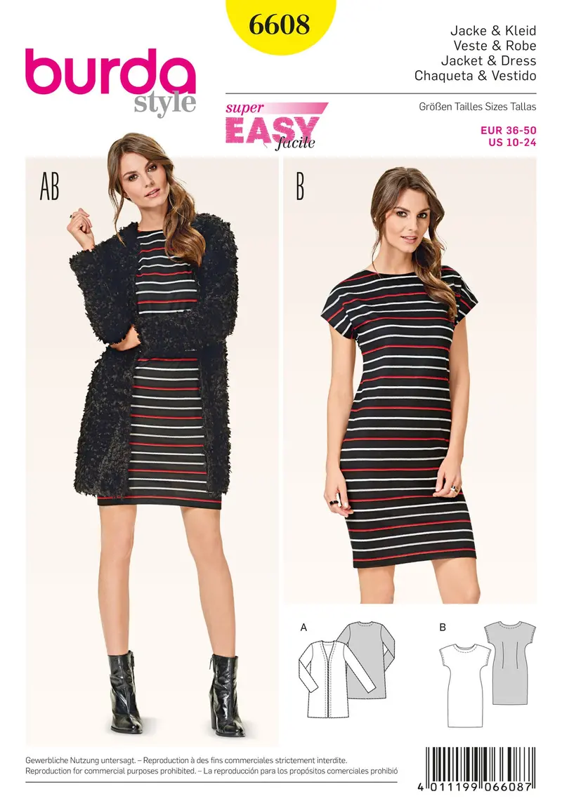 Burda 6608 Jacket And Dress Sewing Pattern 1