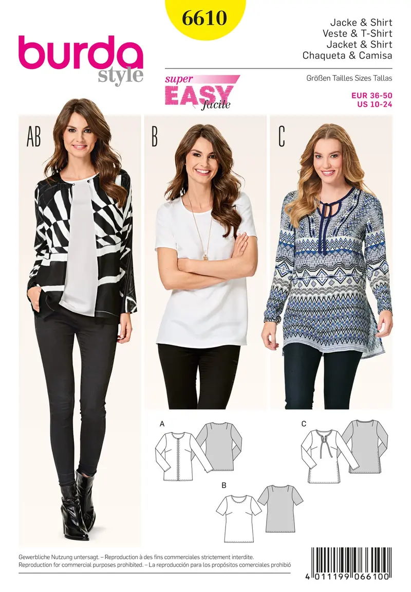 Burda 6610 Jacket And Shirt Sewing Pattern 1
