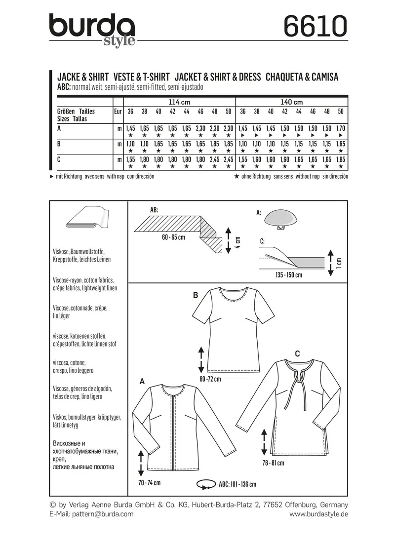 Burda 6610 Jacket And Shirt Sewing Pattern 2