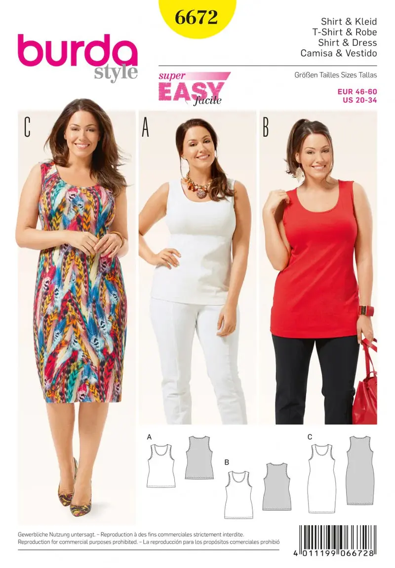 Burda 6672 Women's Shirt And Dress Sewing Pattern 2
