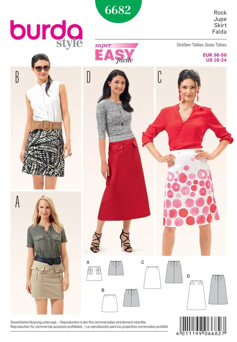Burda 6682 Women's Skirt Sewing Pattern 2