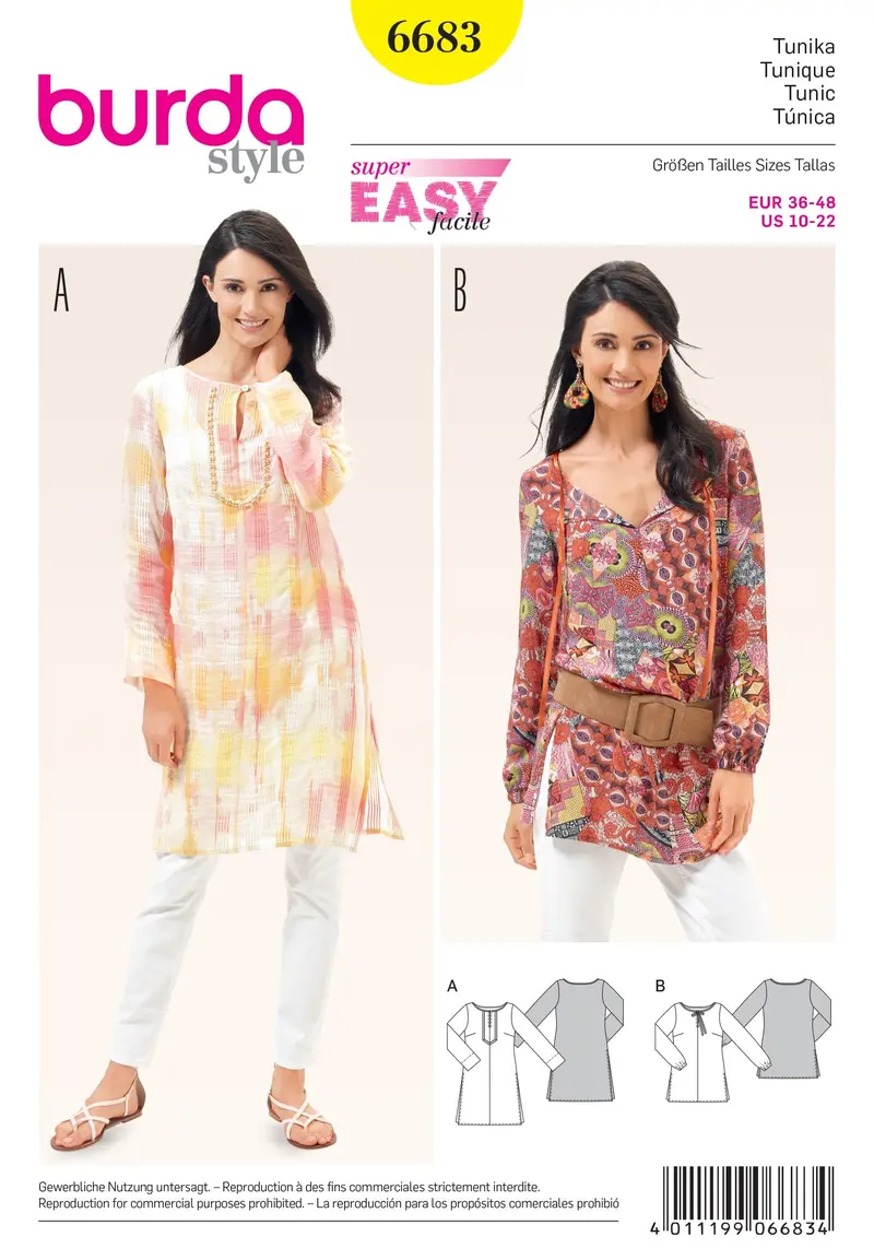Burda 6683 Women's Tunic Sewing Pattern 2
