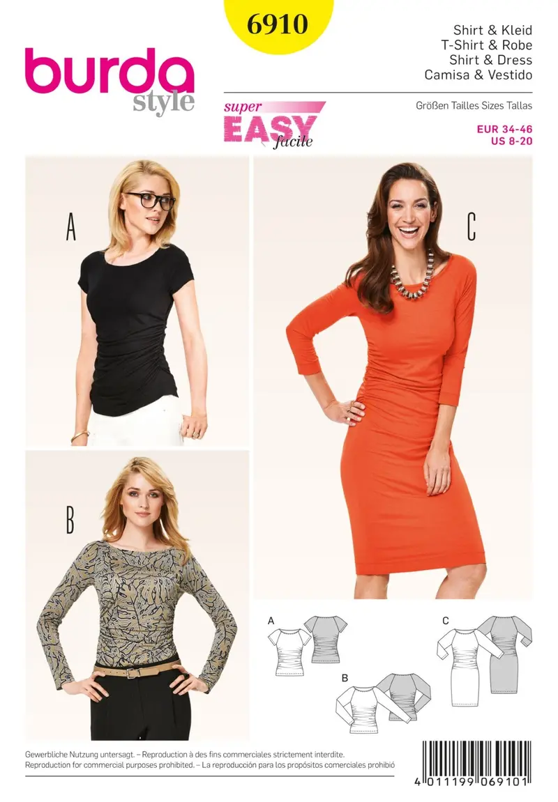 Burda 6910 Figure-Hugging Dress And Tops Pattern 2