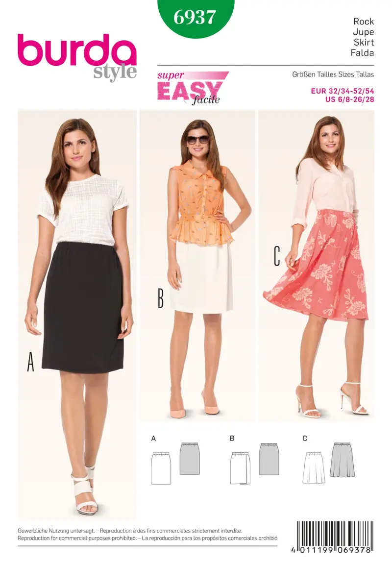 Burda 6937 Midi Skirts Sewing Pattern 1