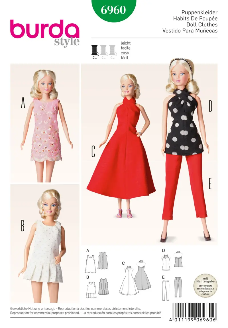 Burda 6960 Doll Clothes | Easy Sew Pattern 1