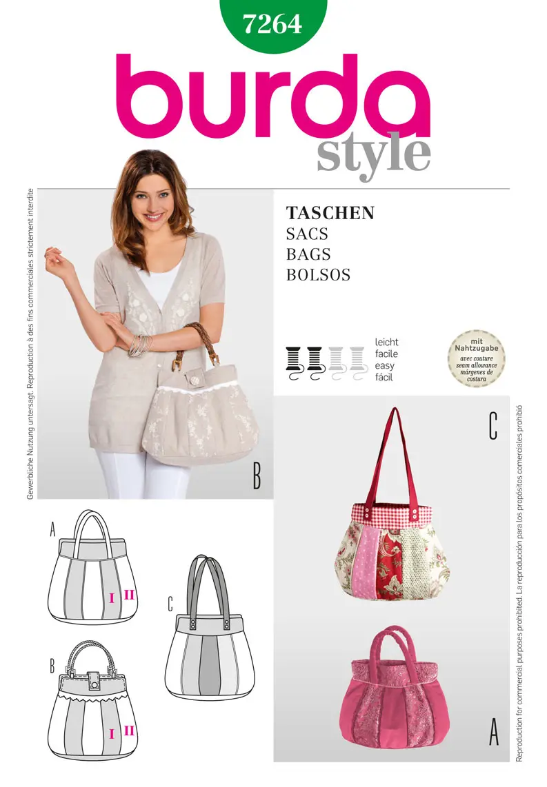Burda 7264 Handbags Sewing Pattern 1