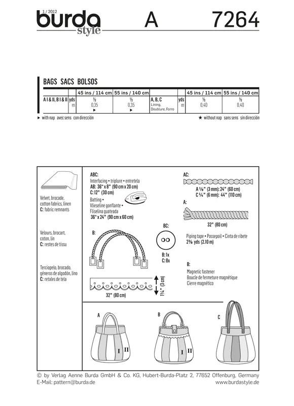 Burda 7264 Handbags Sewing Pattern 2