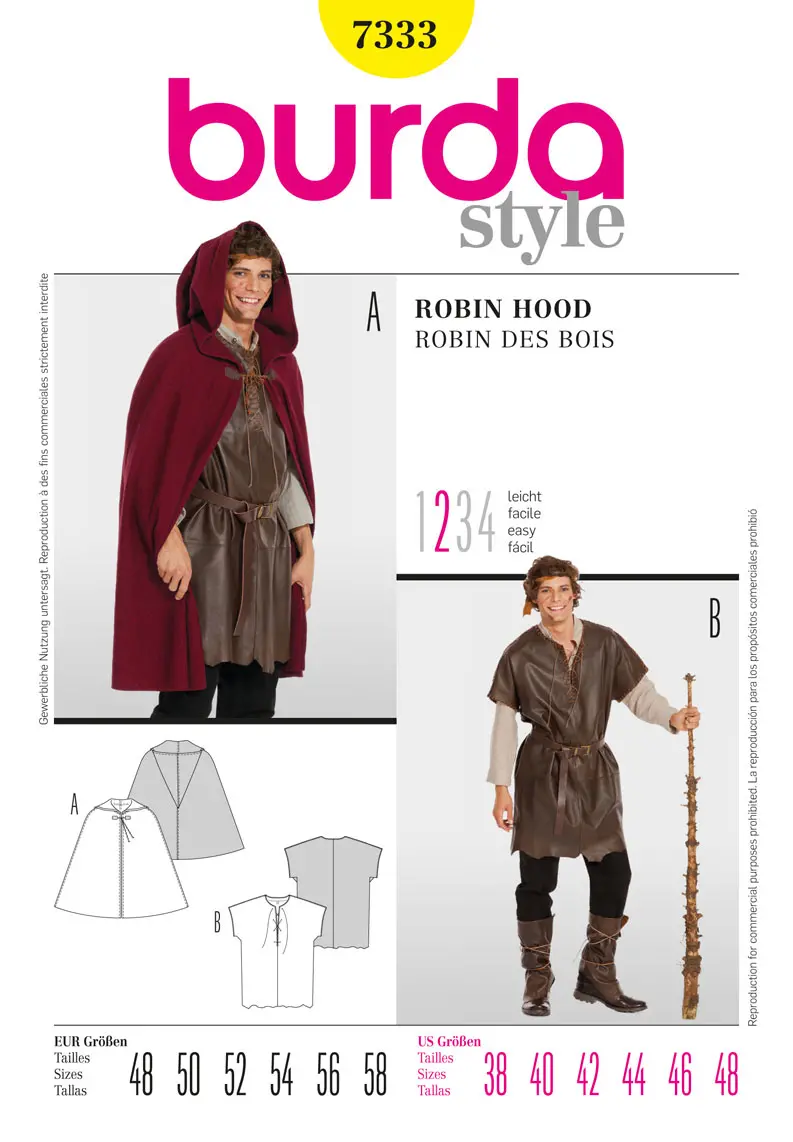 Burda 7333 Robin Hood Costume Pattern 1