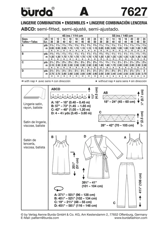 Burda 7627 Lingerie Outfits Pattern 2