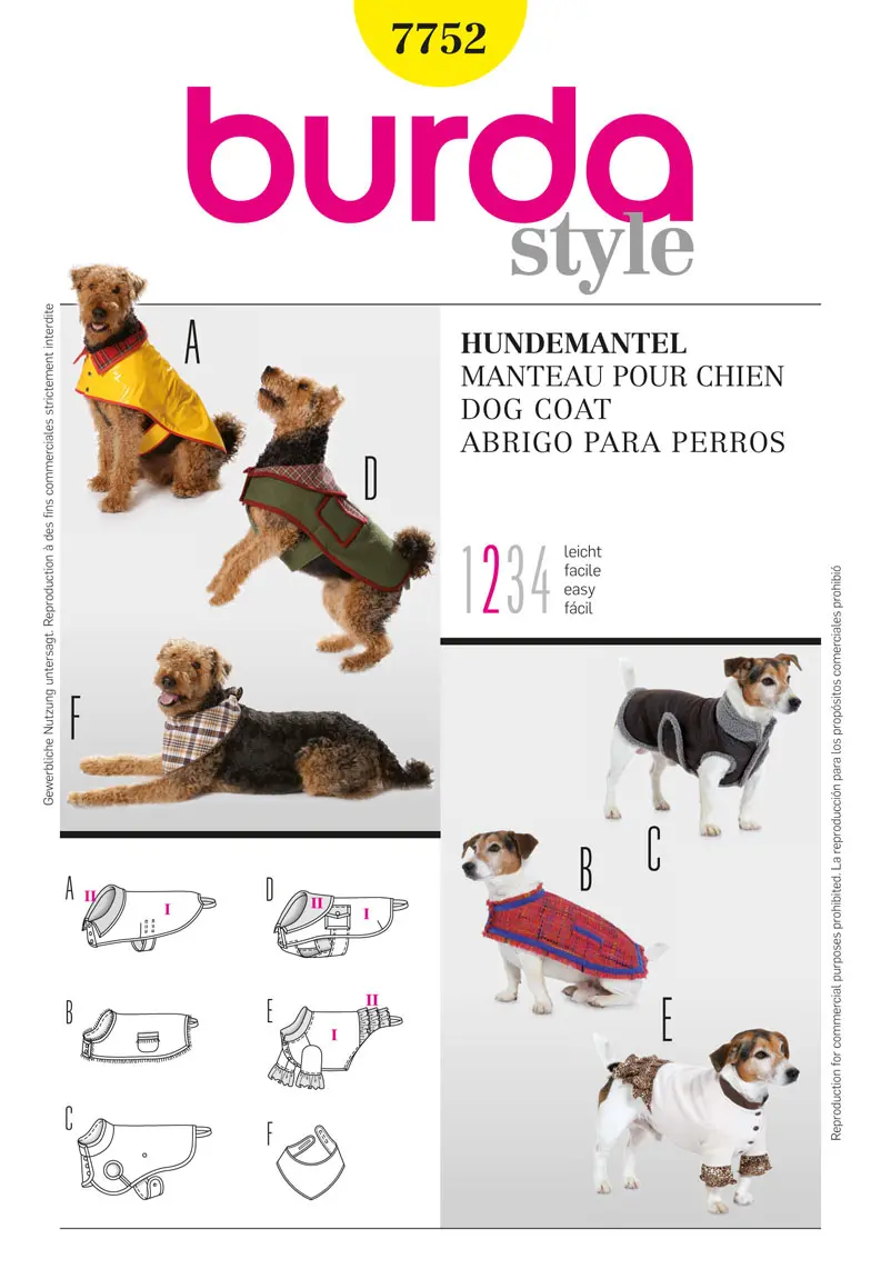 Burda 7752 Dogs Coat Pattern 2