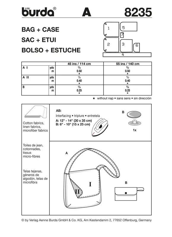 Burda 8235 Shoulder Bag And Pencil Case Pattern 2