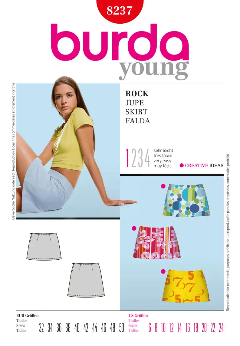 Burda 8237 Mini Skirt Sewing Pattern 1