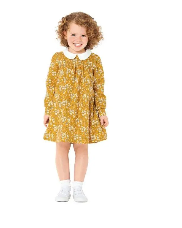 Burda 9305 Girl's Dress With Peter Pan Collar Sewing Pattern 1