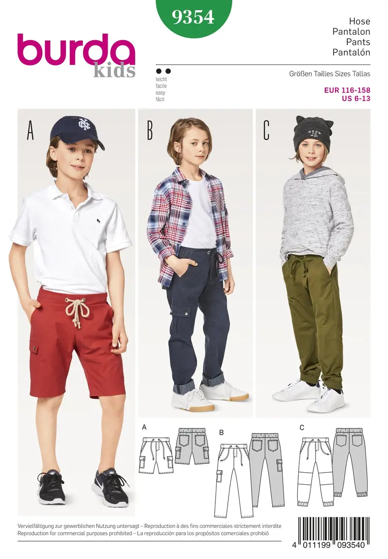 Burda 9354 Girl/Girl Plus Trouser And Short Sewing Pattern 1
