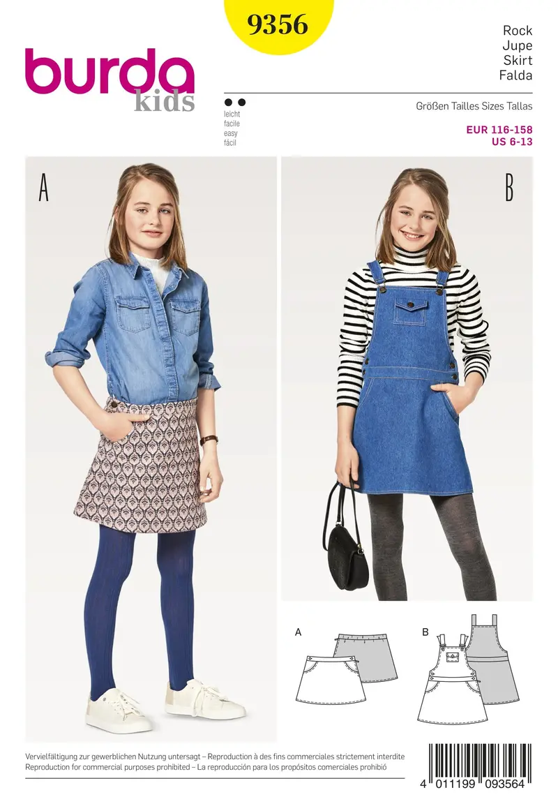 Burda 9356 Girl Plus Skirt Sewing Pattern 1