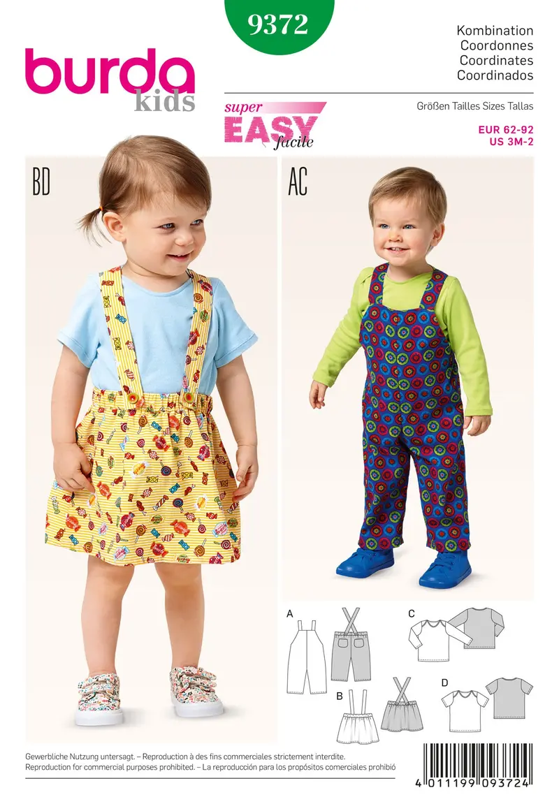Burda 9372 Babies Coordinates Sewing Pattern 1